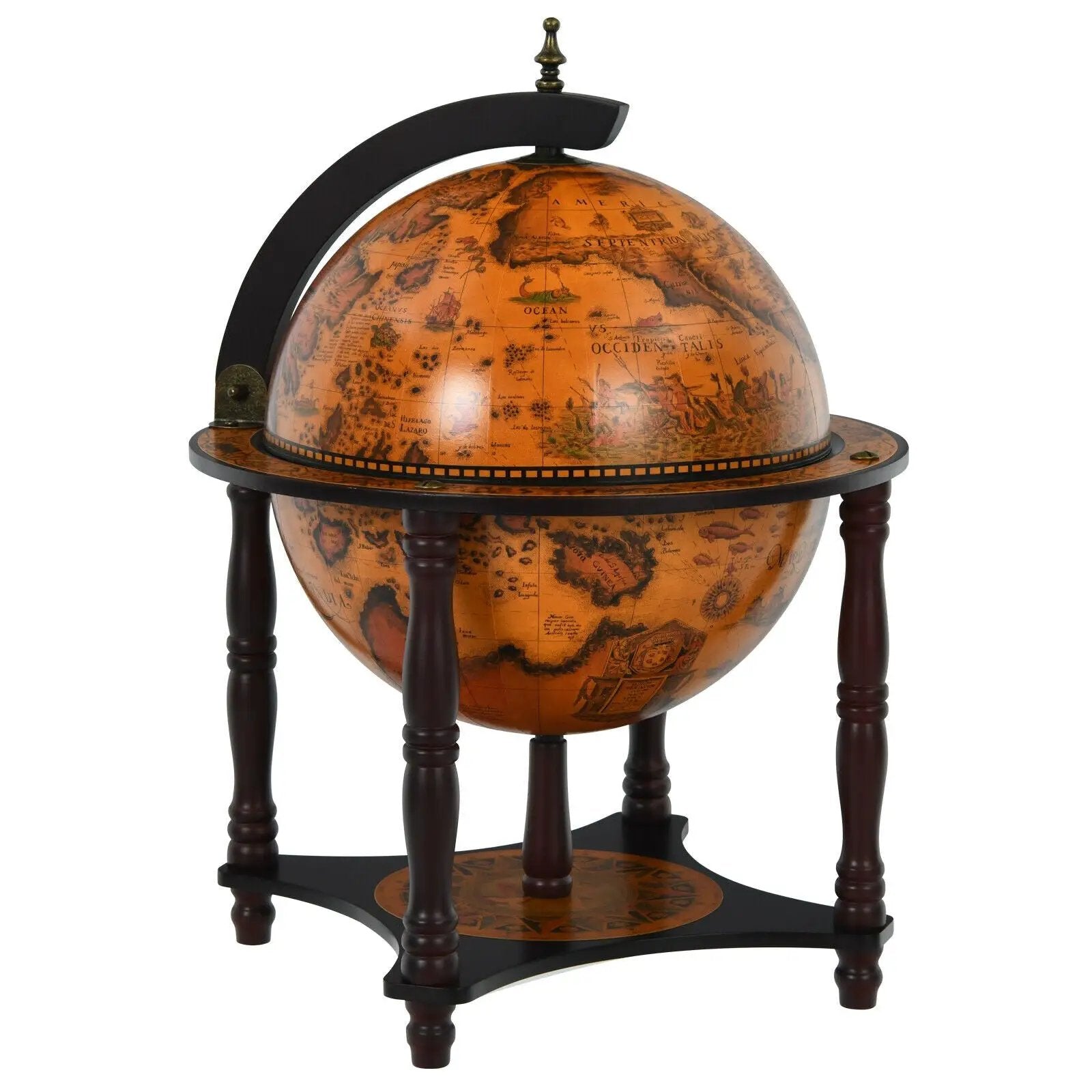 23 Inch Globe Wine Bar Stand for Dining Room and Living Room-Coffee by DirectDeals