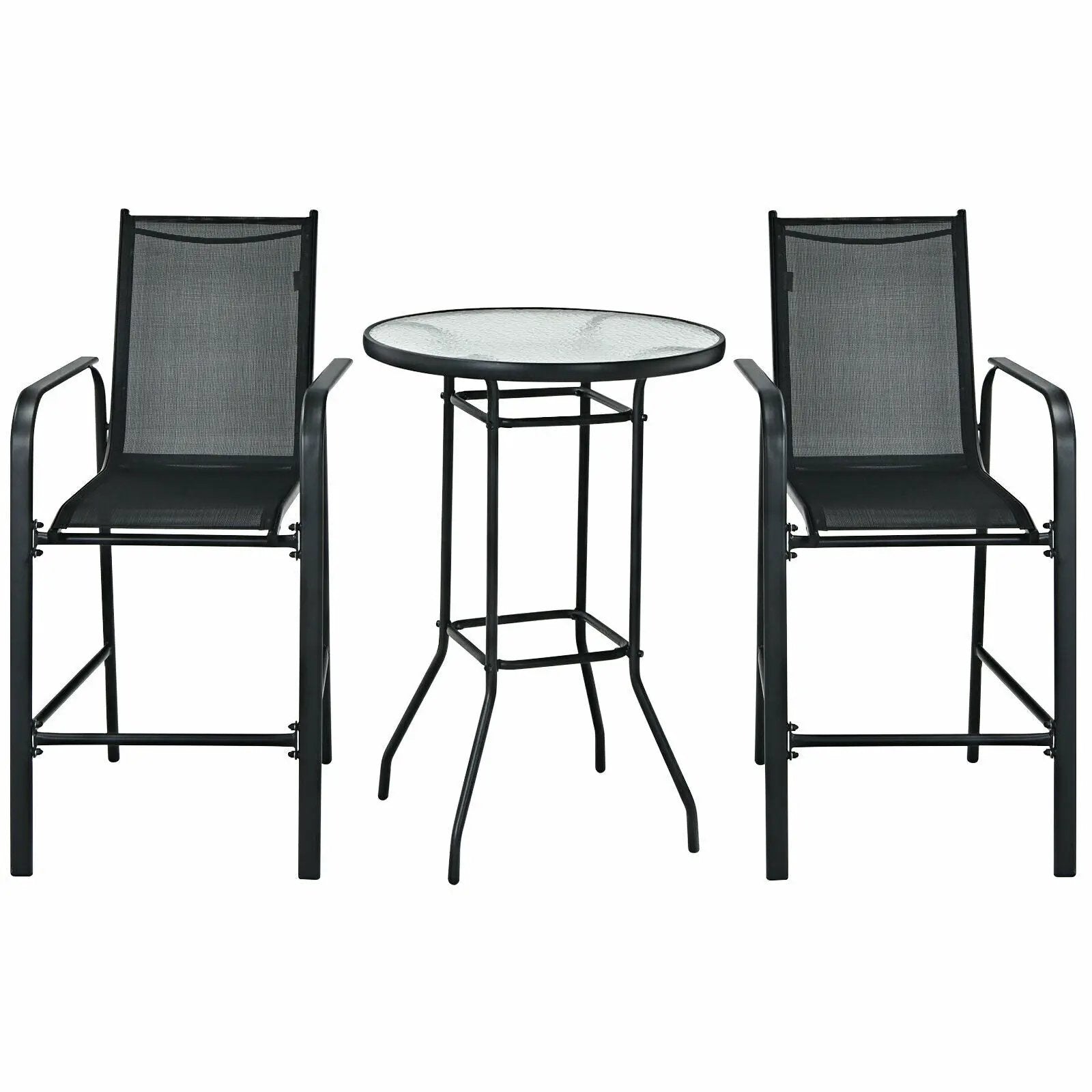 3 Pieces Outdoor Patio Bar Table Stool Set by DirectDeals