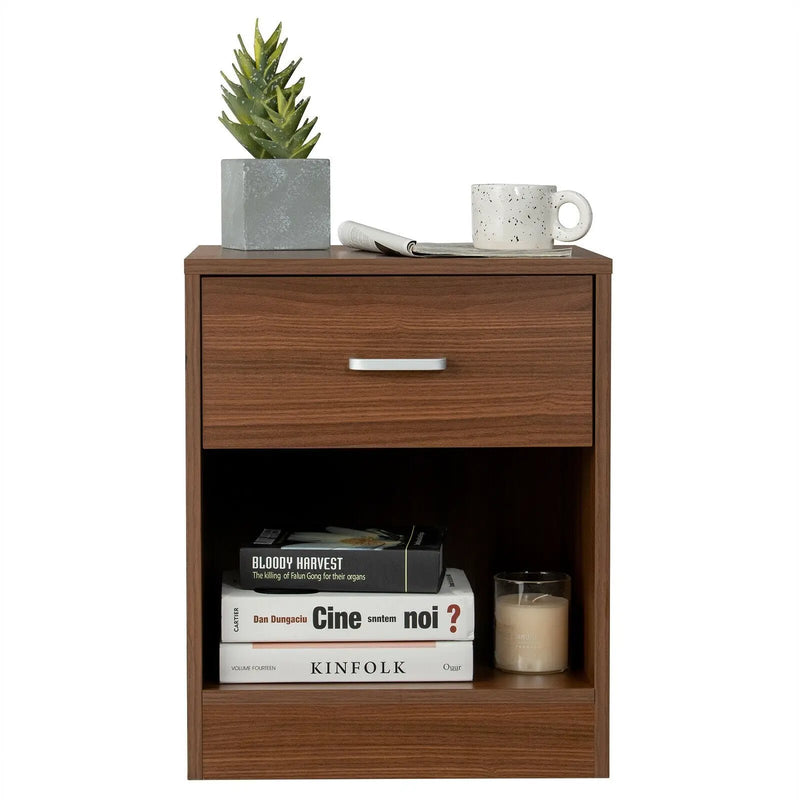 Modern Nightstand with Storage Drawer and Cabinet by DirectDeals