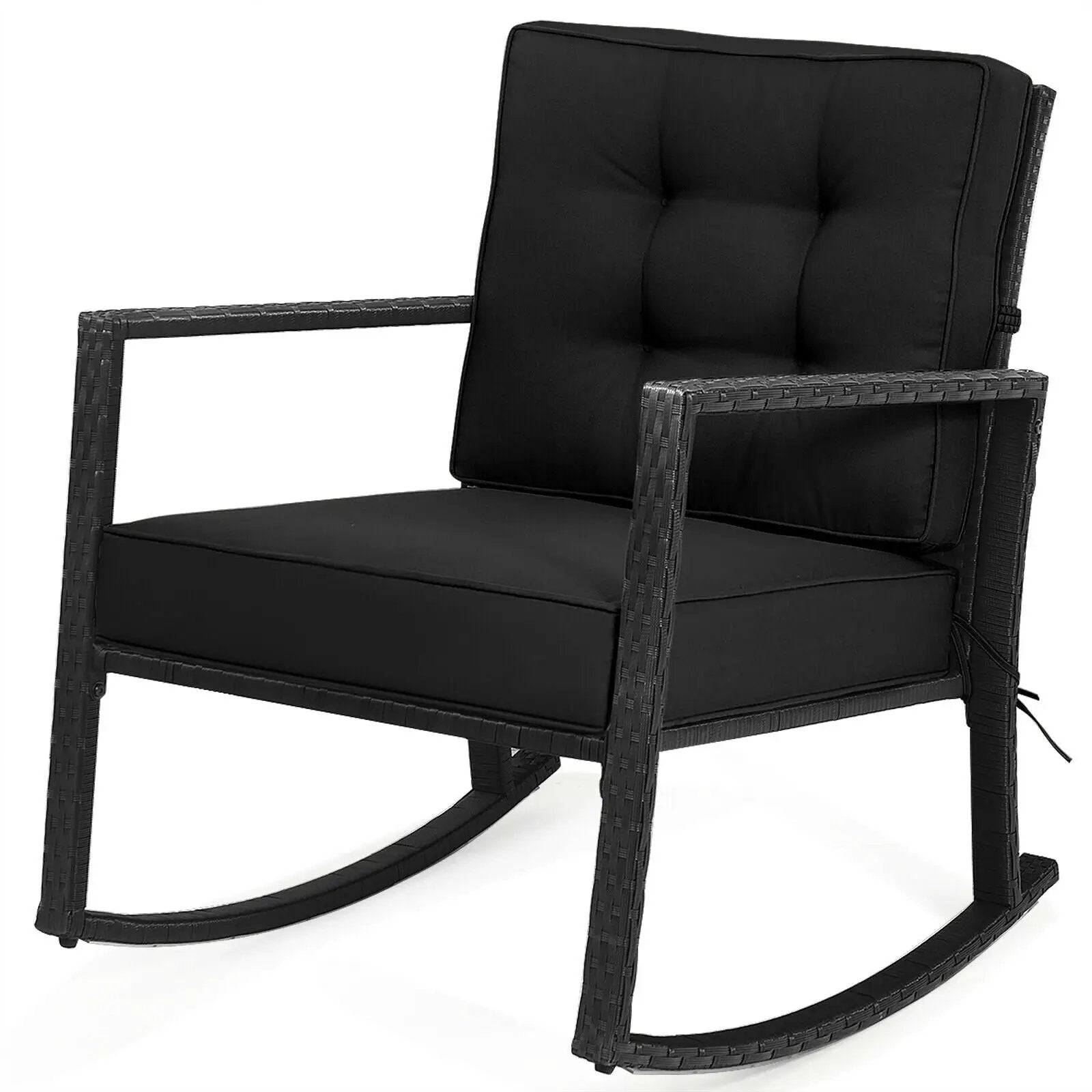Patio Rattan Rocker Outdoor Glider Rocking Chair Cushion Lawn by DirectDeals