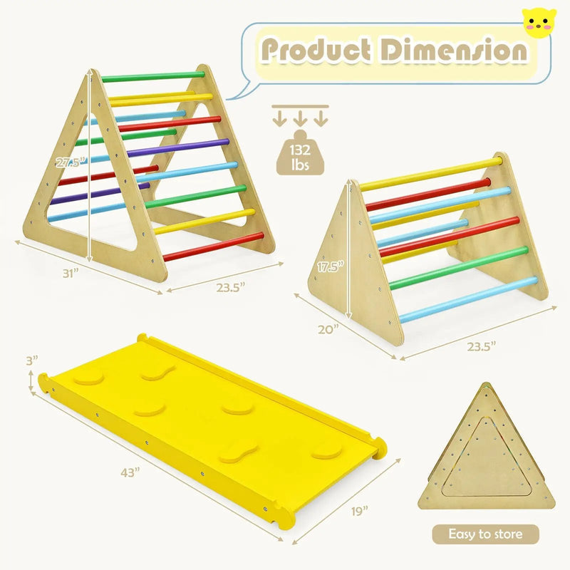 3 in 1 Wooden Set of 2 Triangle Climber with Ramp for Slid by DirectDeals