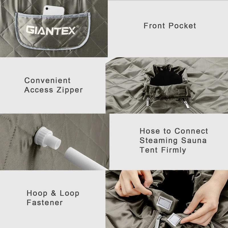 Portable Personal Steam Sauna Spa with Steamer Chair-Gray by DirectDeals