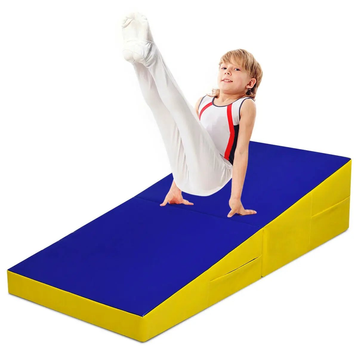 Folding Incline Mat Slope Cheese Gymnastics Gym Exercise Yellow, photo 9 of 32