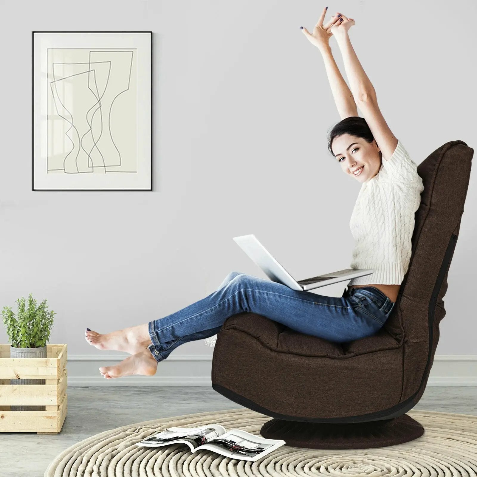 5-Position Folding Floor Gaming Chair by DirectDeals