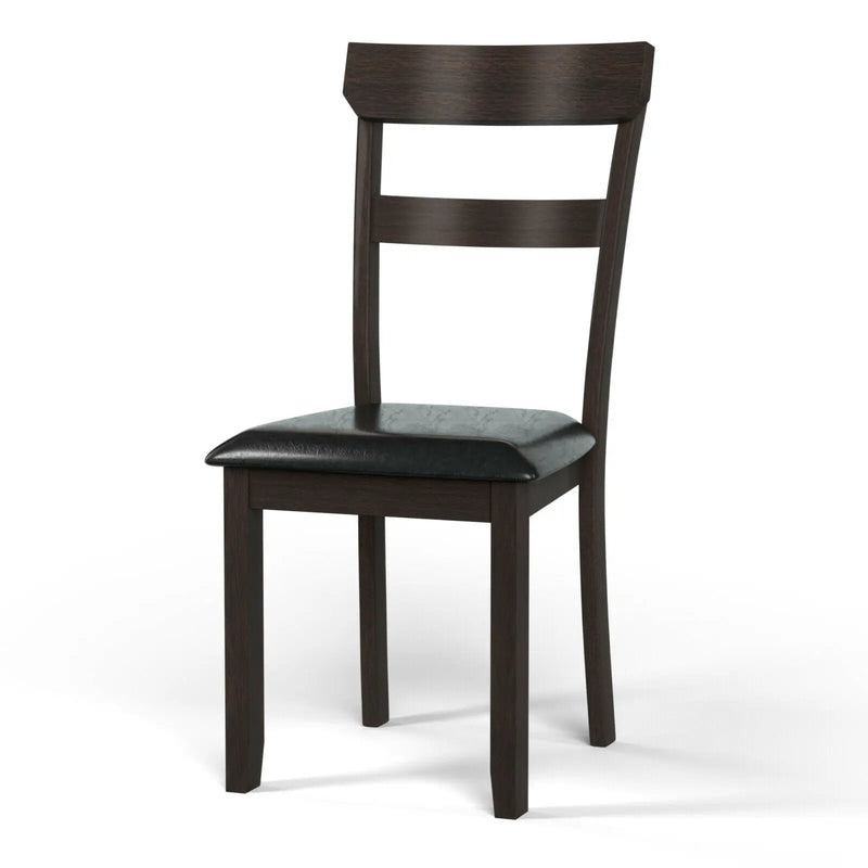 Set of 2 Dining Chairs With Rubber Wood Frame and Upholstered Faux Leather Seat by DirectDeals
