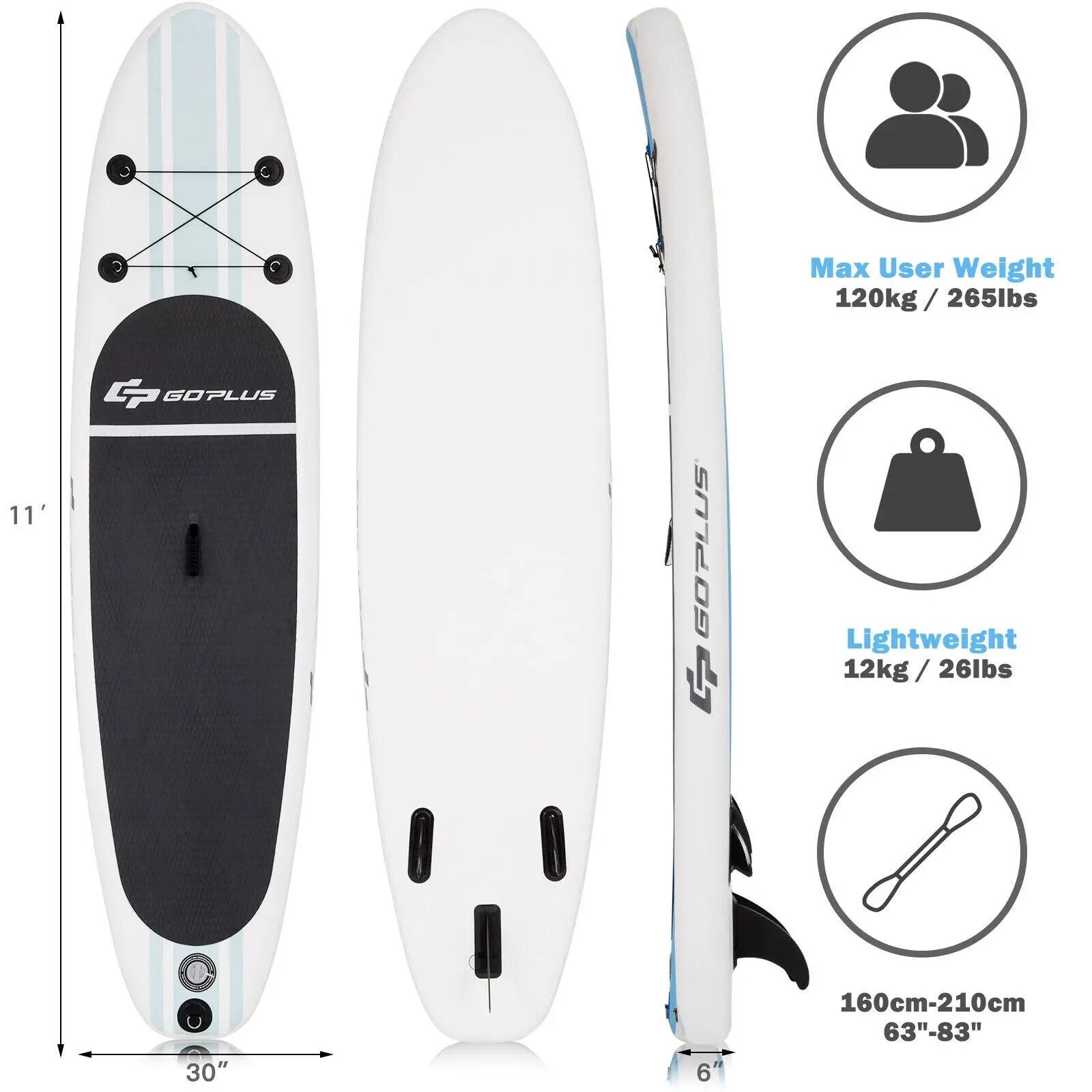 10 feet Inflatable Stand Up Paddle Board with Paddle Pump by DirectDeals