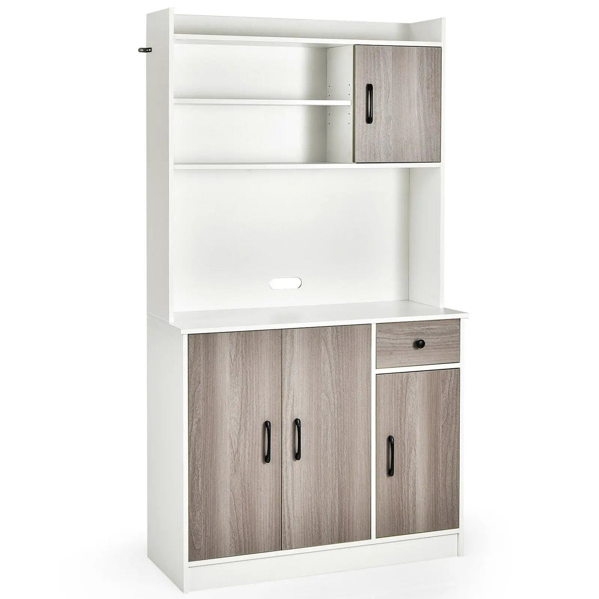 4-Door Freestanding Kitchen Buffet with Hutch and Adjustable Shelves, photo 6 of 16