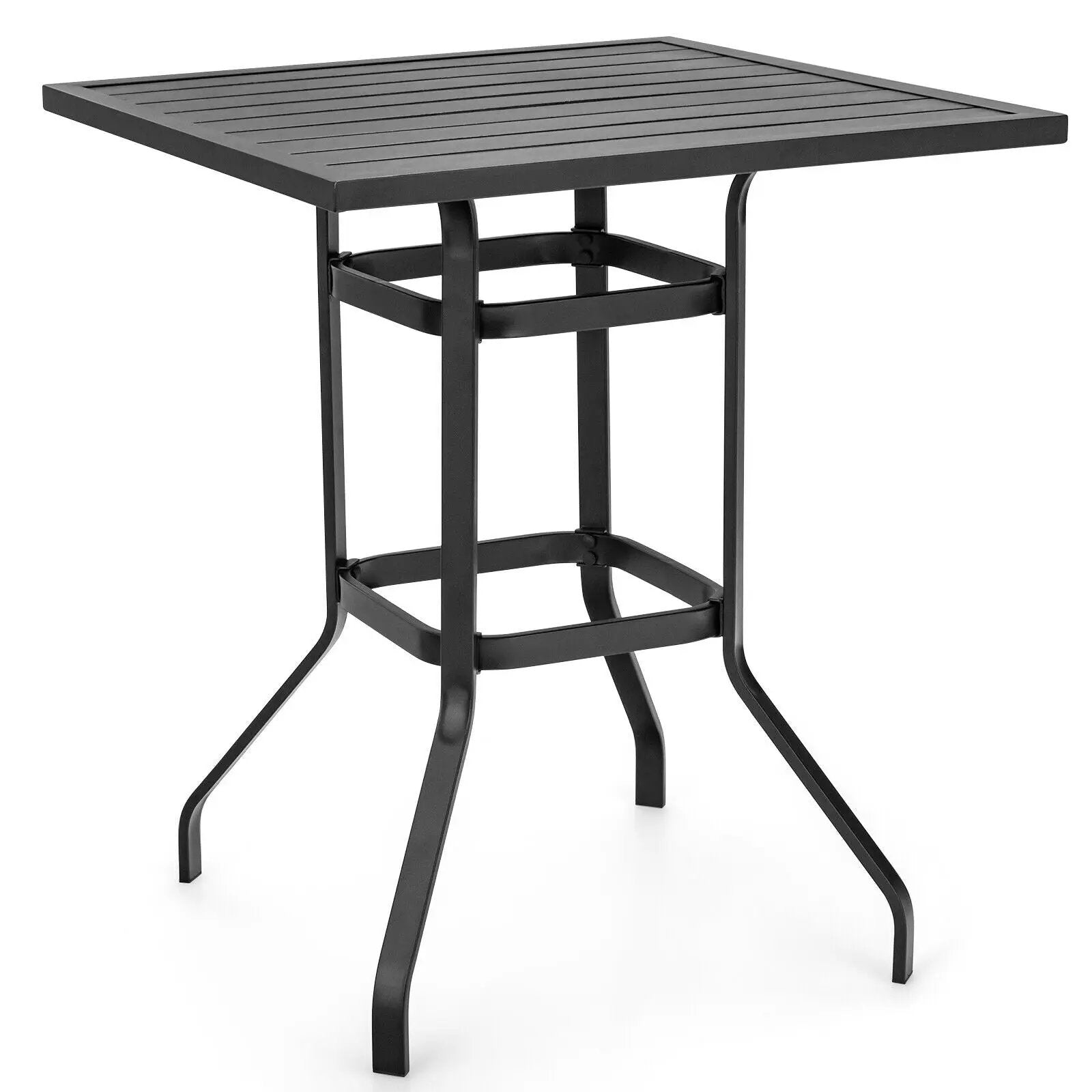 5 Pieces Outdoor Rattan Bistro Bar Stool Table Set with Cushions by DirectDeals