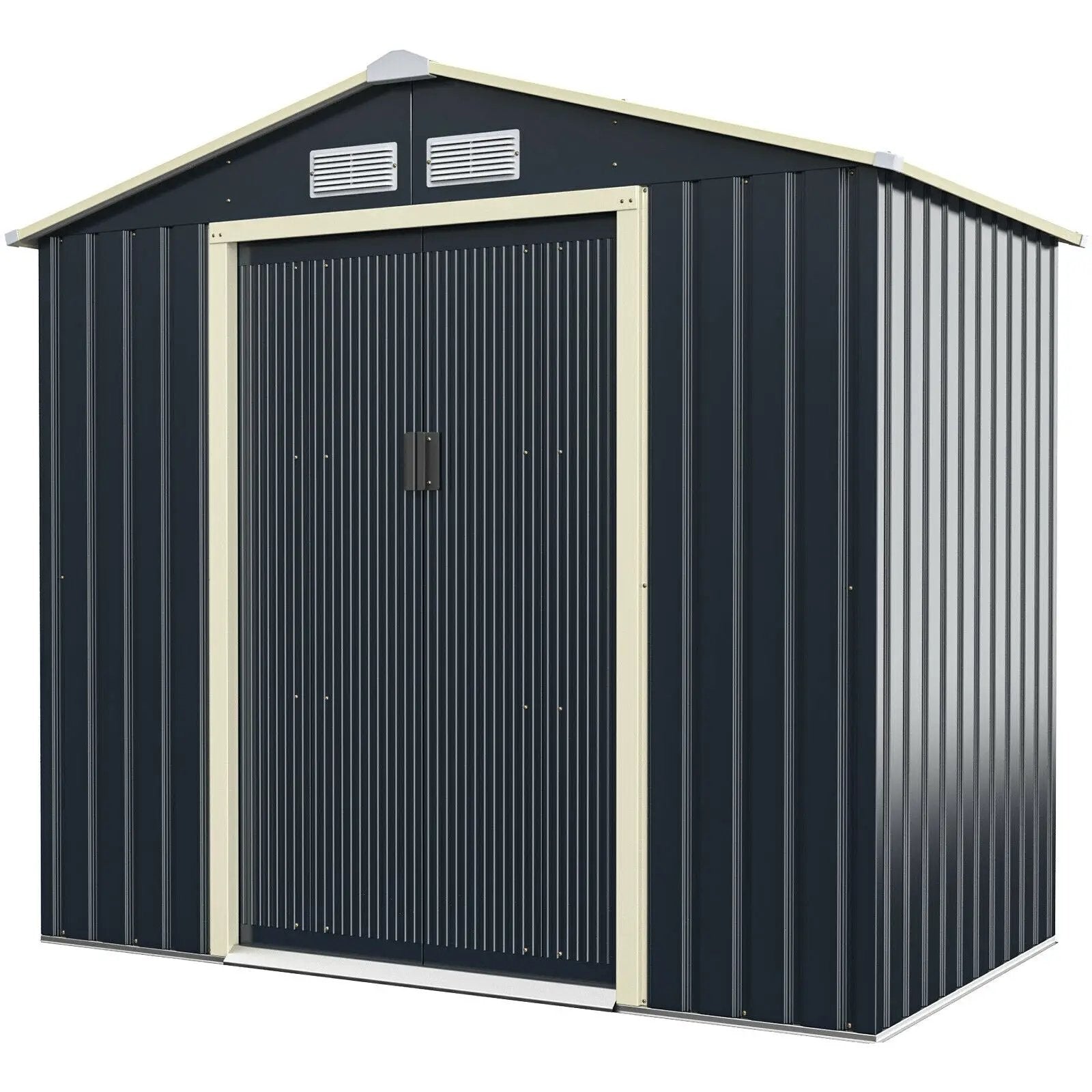 7 Feet x 4 Feet Metal Storage Shed with Sliding Double Lockable Doors-Gray by DirectDeals