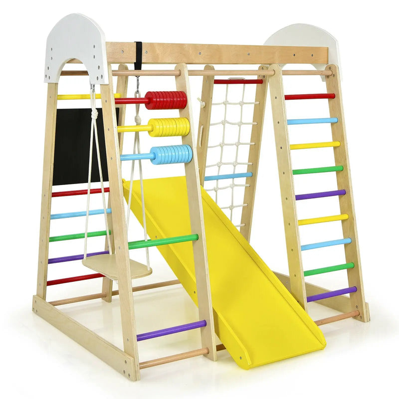 Indoor Playground Climbing Gym Wooden 8-in-1 Climber Playset for Children by DirectDeals