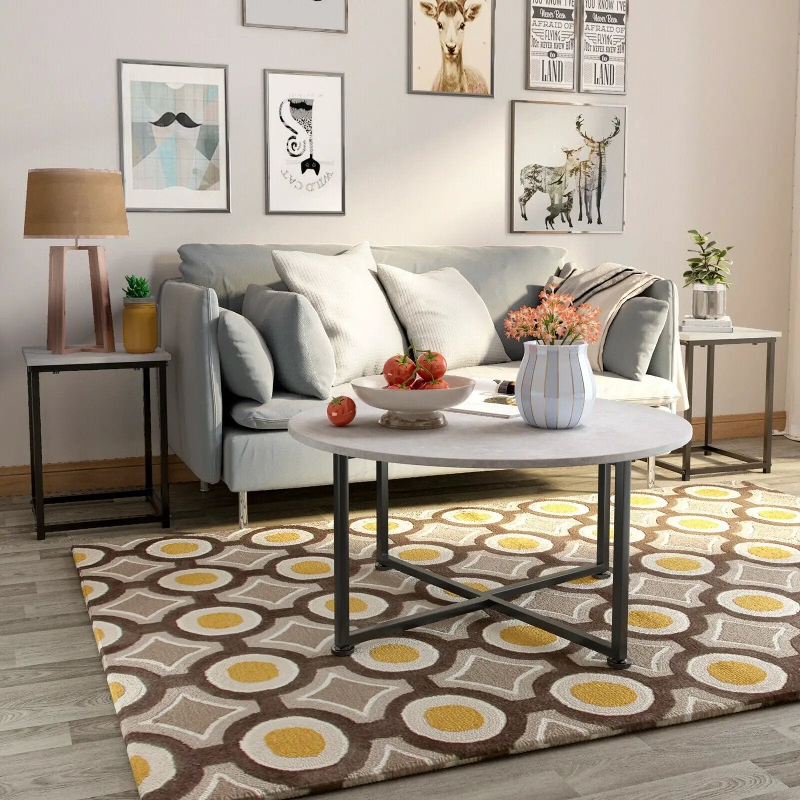 3-Piece Modern Faux Marble Coffee Table Set for Living Room by DirectDeals