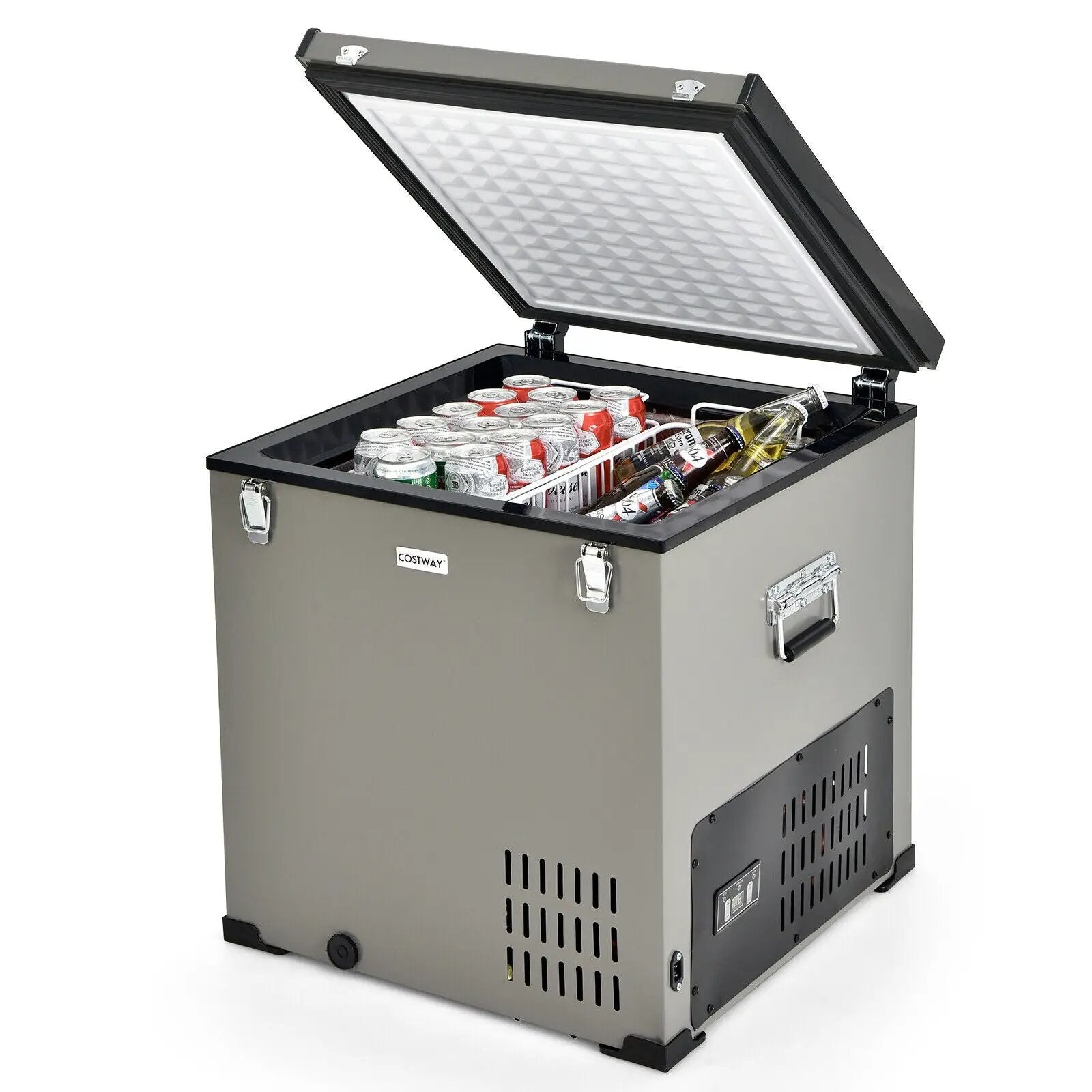 68 Quart Portable Car Refrigerator with DC and AC Adapter-Gray by DirectDeals