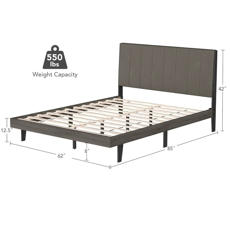 Queen Size Upholstered Bed Frame with Tufted Headboard by DirectDeals