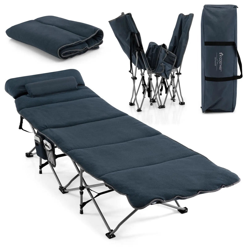 Folding Retractable Travel Camping Cot with Mattress and Carry Bag by DirectDeals