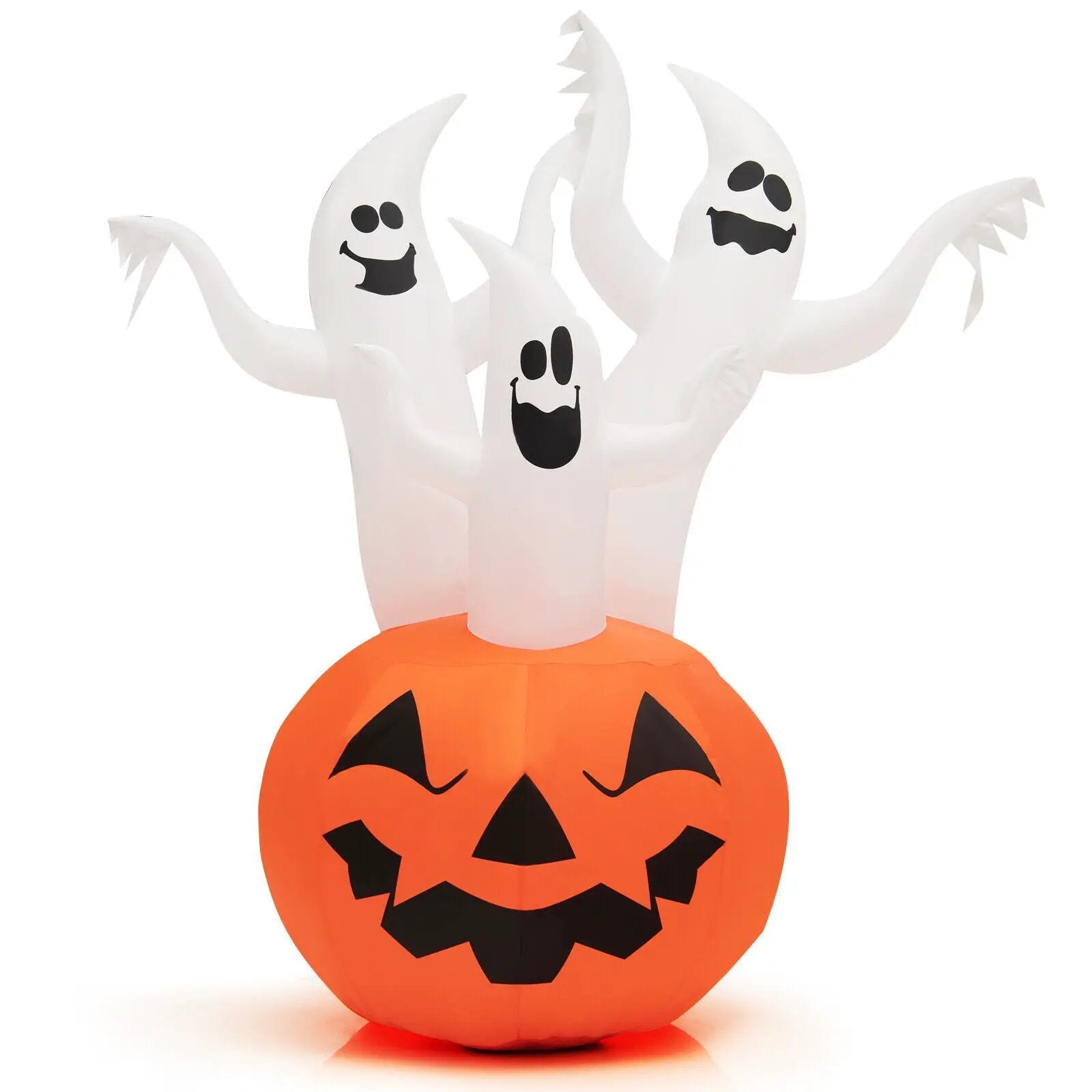 6 Feet Inflatable Halloween Ghosts with Pumpkin Decor and Rotating Lamp by DirectDeals