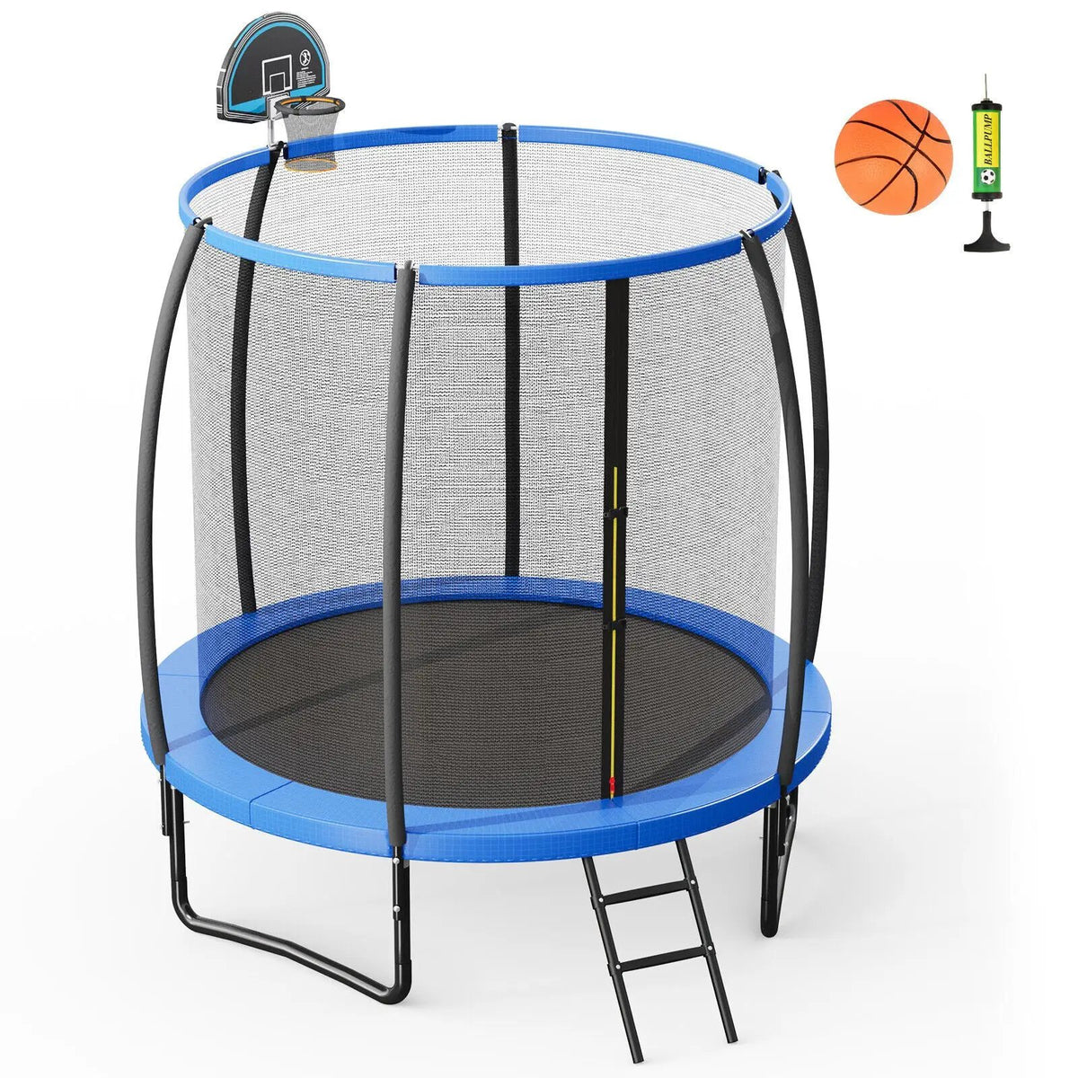 8/10 Feet Recreational Trampoline with Basketball Hoop, photo 7 of 24