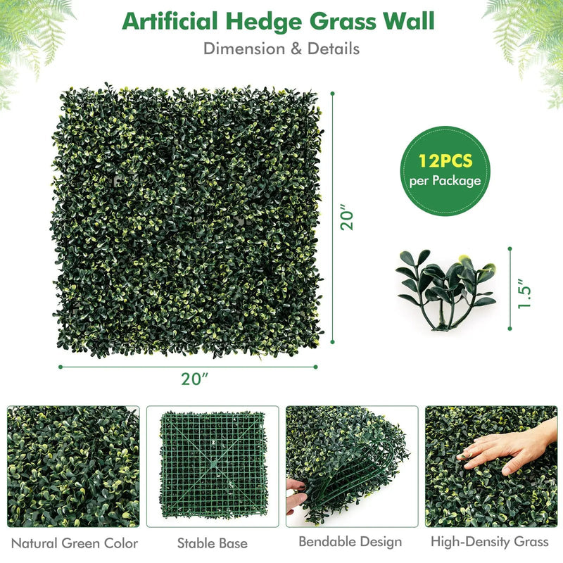 12 Pieces Artificial Peanut Leaf Hedges Panels by DirectDeals
