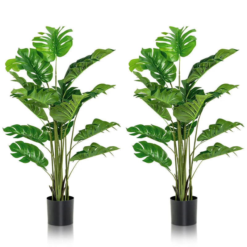 2 Pieces 5 Feet Artificial Monstera Tree Set by DirectDeals