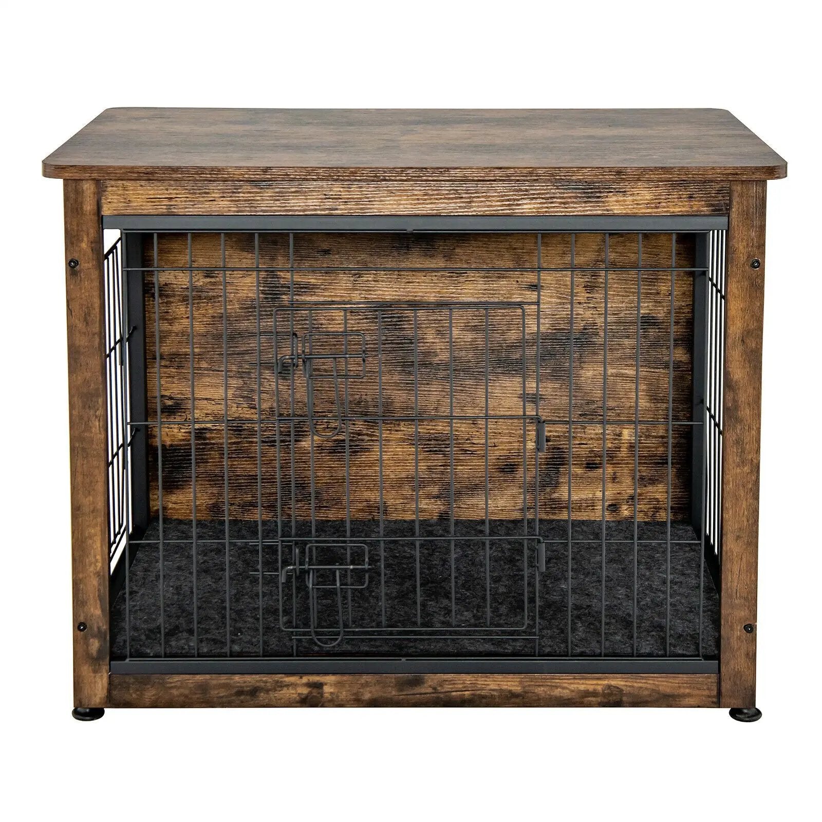 Wooden Dog Crate Furniture with Double Door and Tray-Brown by DirectDeals