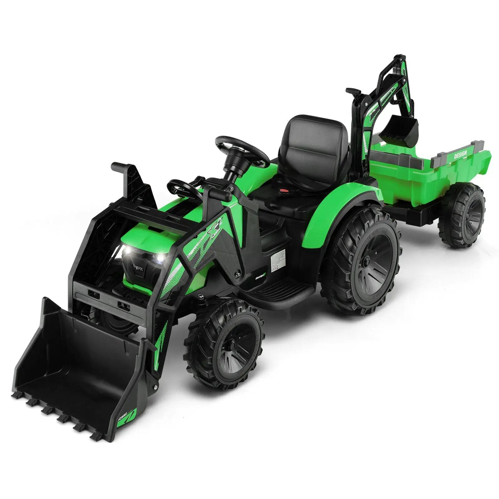 12V 3 in 1 Kids Ride On Excavator with Shovel Bucket and Music by DirectDeals