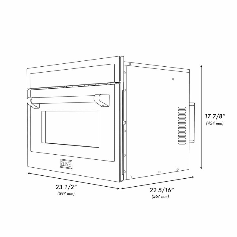 ZLINE 24" Convection Microwave, Black Stainless, Gold MWOZ-24-BS-G by Farmhouse Kitchen and Bath