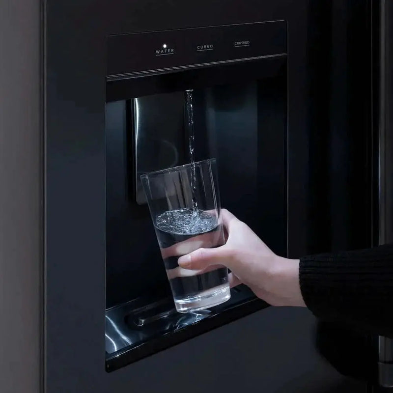 ZLINE 36" Refrigerator, Water, Ice Dispenser, Black Stainless, RSMZ-W36-BS-FCB by Farmhouse Kitchen and Bath