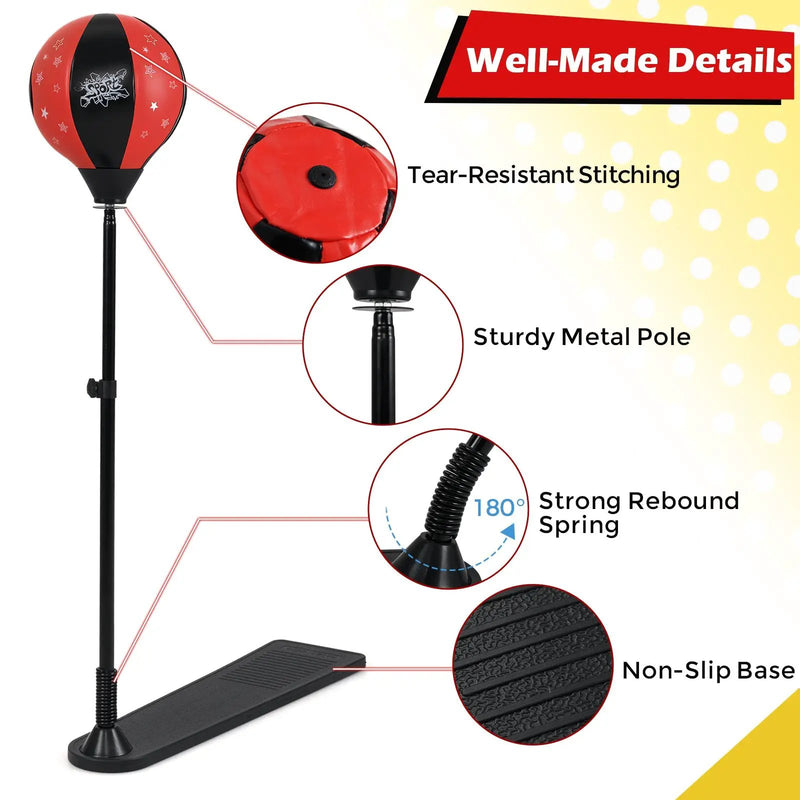 Kids Punching Bag with Adjustable Stand and Boxing Gloves by DirectDeals