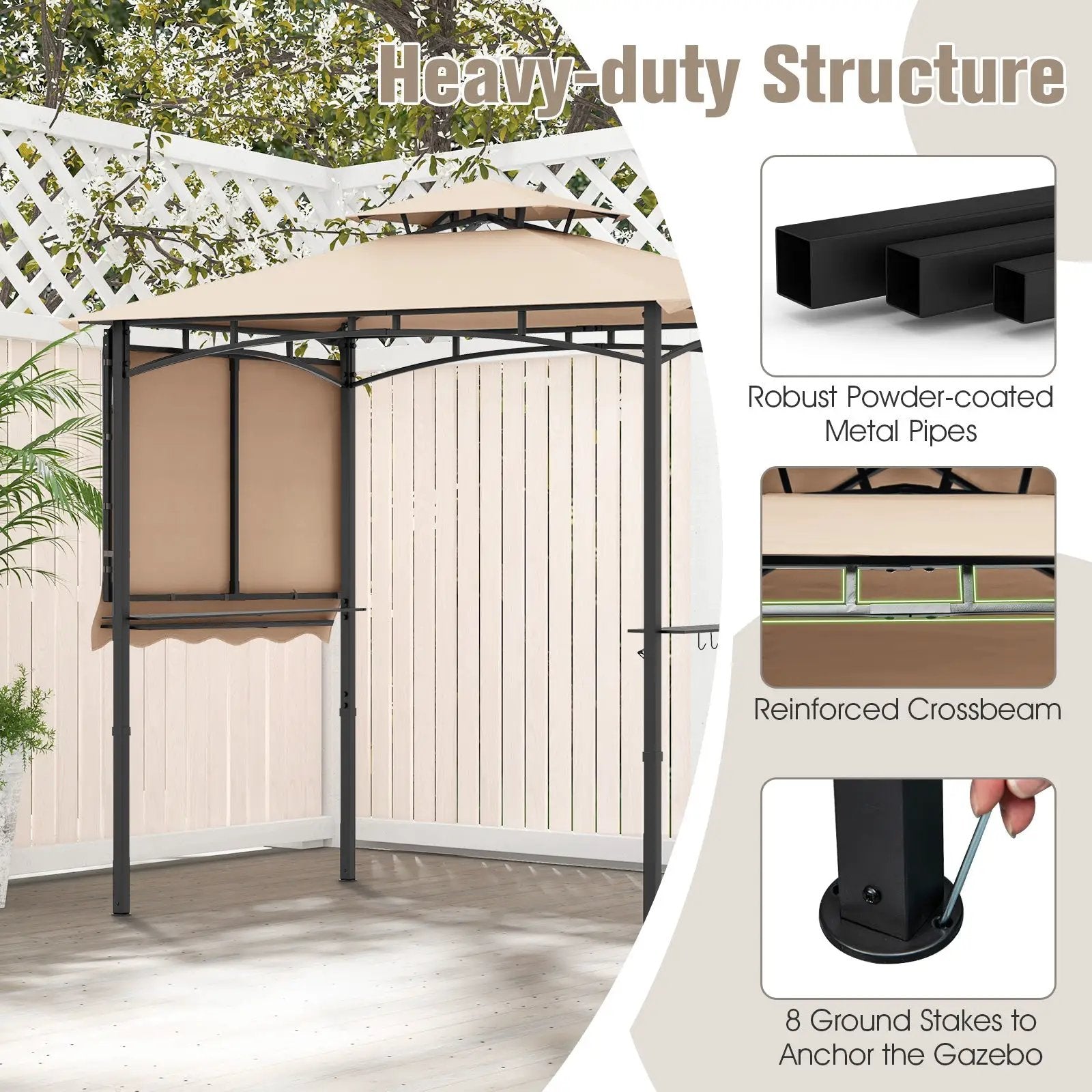 11 x 5 FT Grill Gazebo with Side Awning and Double-Tiered Top by DirectDeals