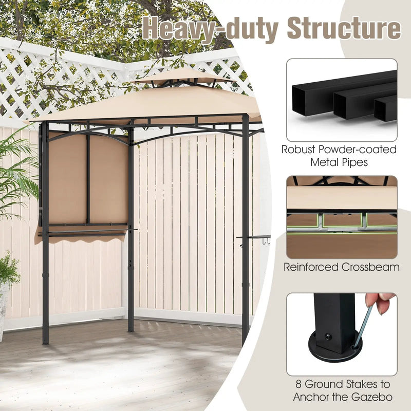 11 x 5 FT Grill Gazebo with Side Awning and Double-Tiered Top by DirectDeals