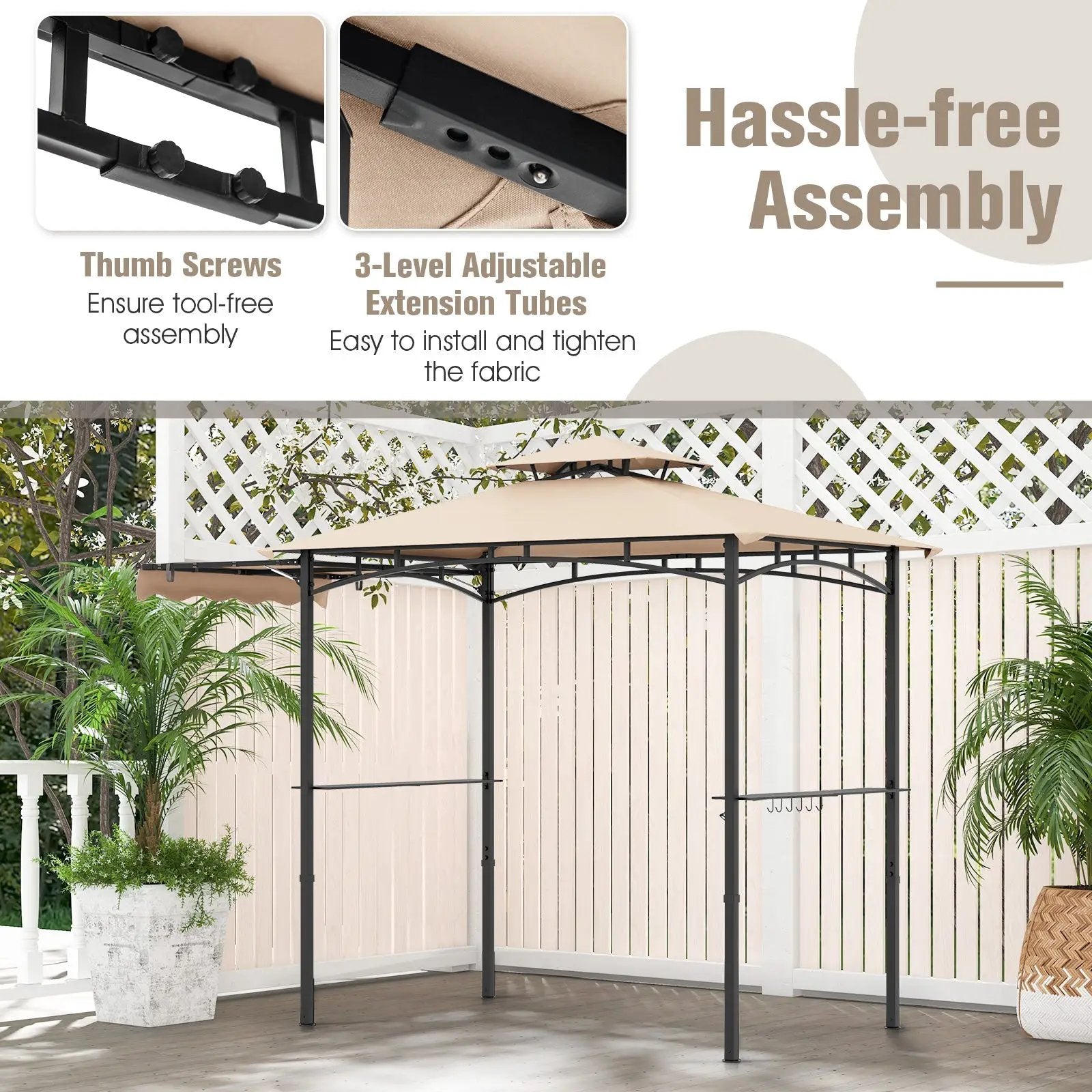 11 x 5 FT Grill Gazebo with Side Awning and Double-Tiered Top by DirectDeals