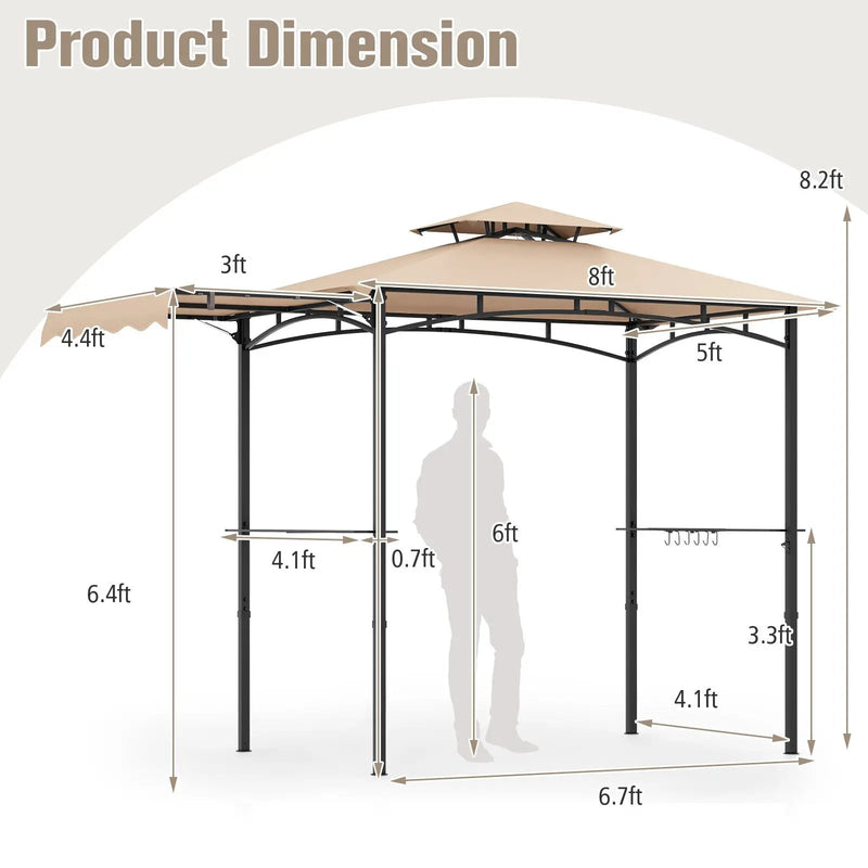 11 x 5 FT Grill Gazebo with Side Awning and Double-Tiered Top by DirectDeals