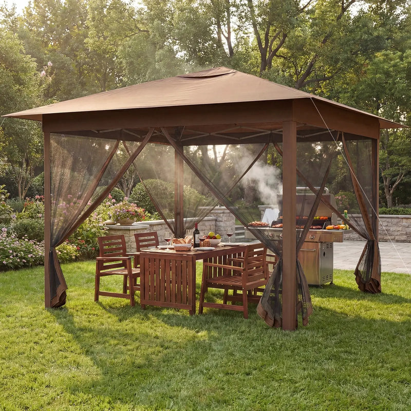11.5 x 11.5 FT Pop-up Canopy Instant One-Person Setup with Mesh Screen Netting by DirectDeals