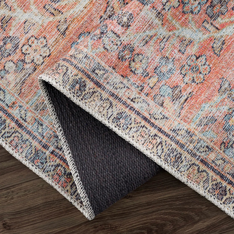 Urpi Rose & Blue Washable Area Rug by Hauteloom