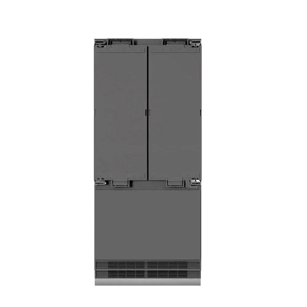 ZLINE 36" Panel Ready Built-In Bottom Freezer Refrigerator,Water Dispenser, Ice Maker,Graphite Gray, Matte Black GRBIVZ-36-MB by Farmhouse Kitchen and Bath