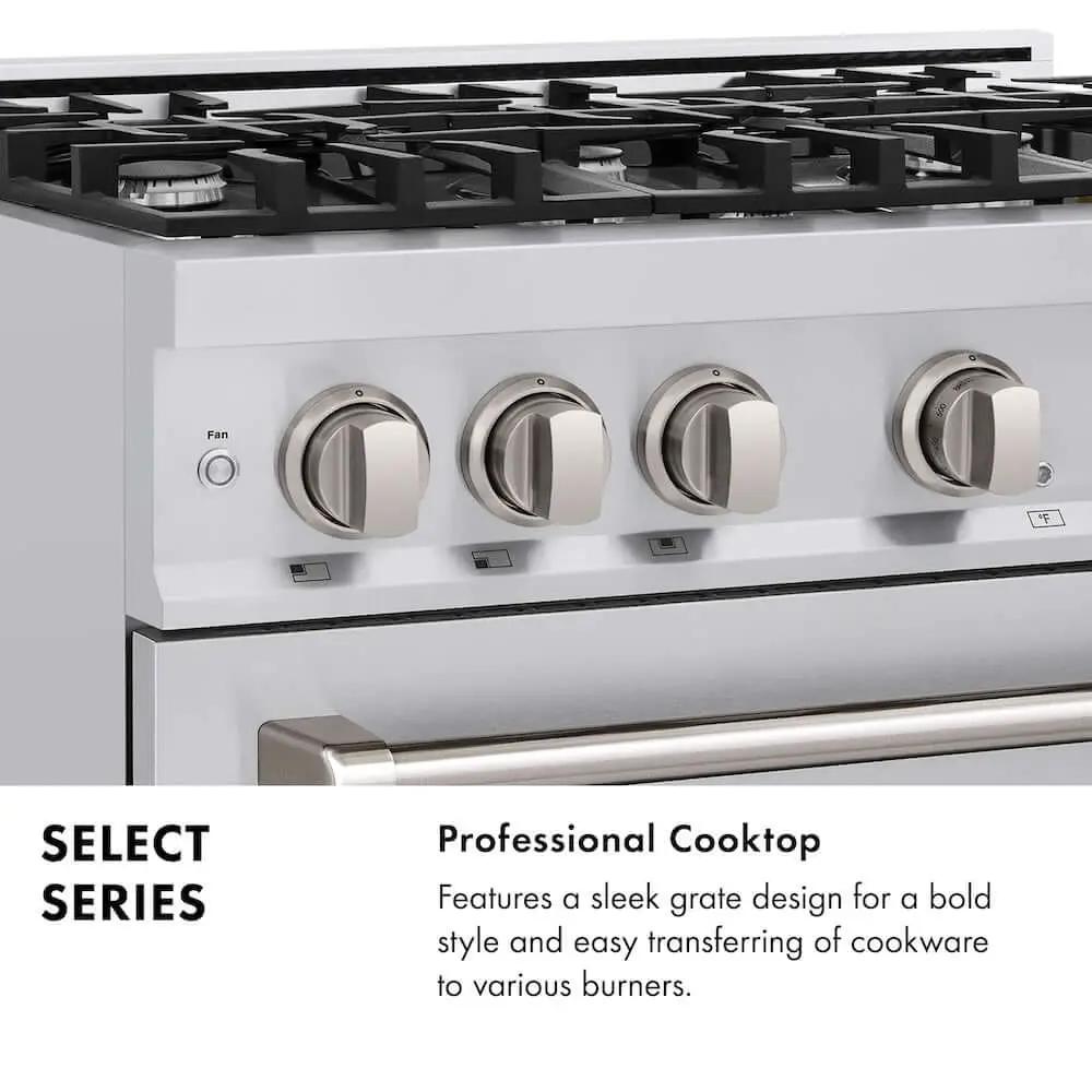 ZLINE 36" Select Gas Range Convection Gas Oven Stainless Steel HGR36 by Farmhouse Kitchen and Bath