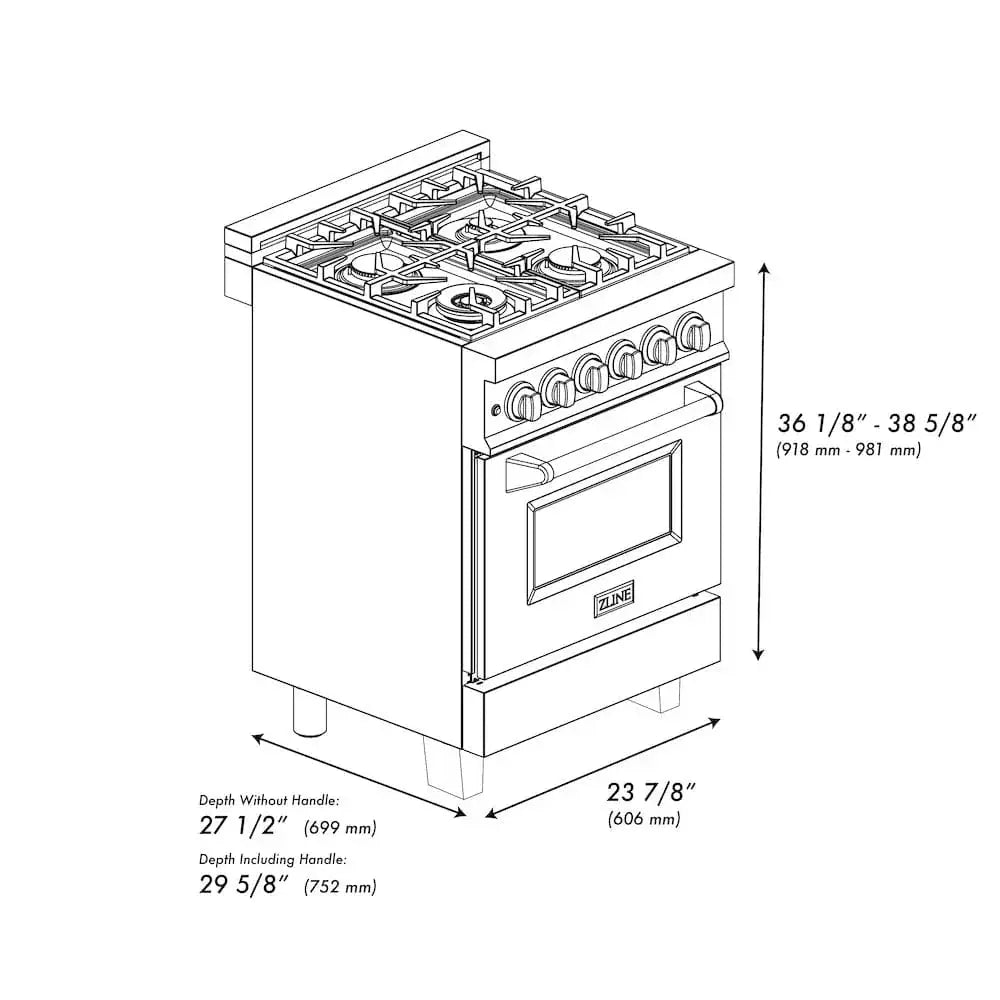 ZLINE 24" Autograph Dual Fuel Range, White Door, Bronze RAZ-WM-24-CB by Farmhouse Kitchen and Bath