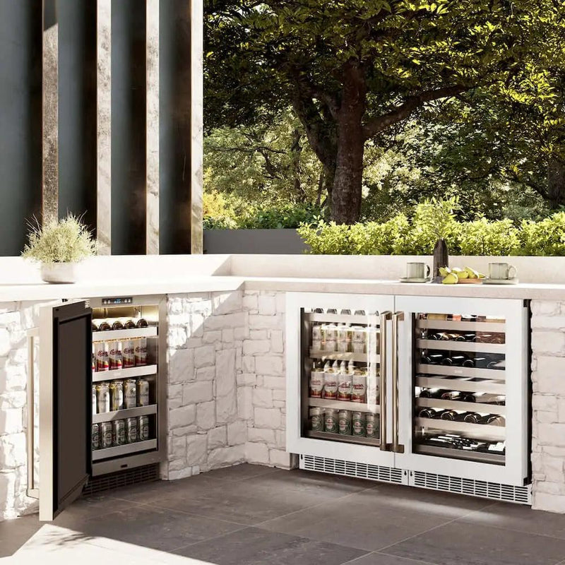 ZLINE 24" Touchstone Dual Zone 44 Bottle Wine Cooler White Matte Glass Door RWDO-WM-24 by Farmhouse Kitchen and Bath