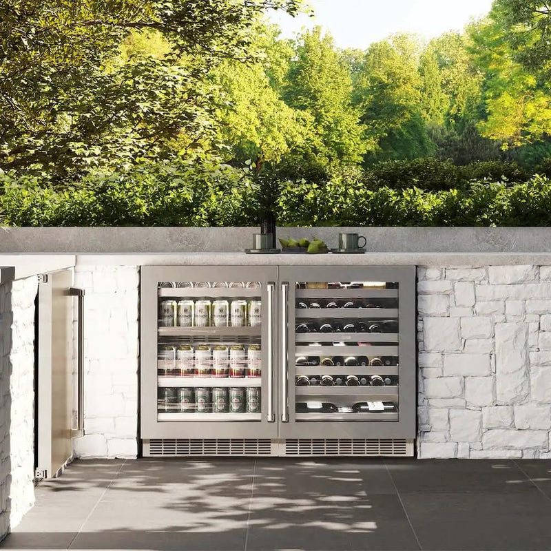 ZLINE 24" Touchstone 151 Can Beverage Fridge DuraSnow® Stainless Steel Glass Door RBSO-SN-24 by Farmhouse Kitchen and Bath