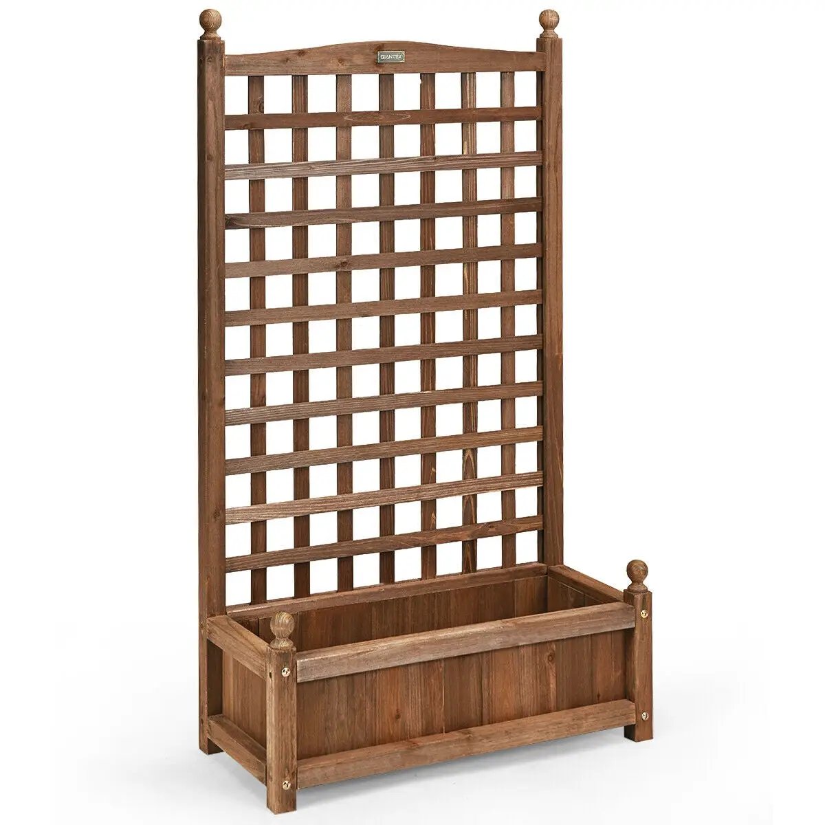 Solid Free Standing Wood Planter Box with Trellis for Garden by DirectDeals