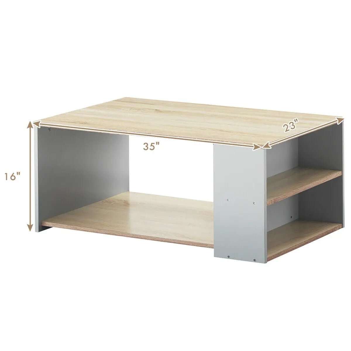Coffee Table Sofa Side Table with Storage Shelves, photo 10 of 24