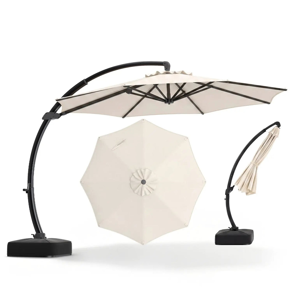 11 FT Cantilever Patio Umbrella with Base and 360° Rotation, photo 3 of 32
