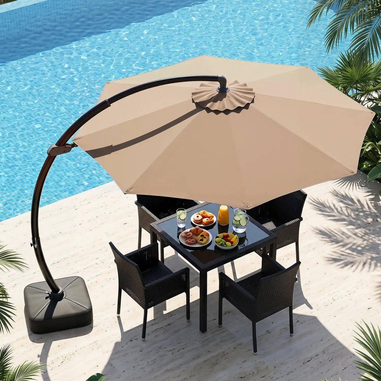 11 FT Cantilever Patio Umbrella with Base and 360° Rotation by DirectDeals