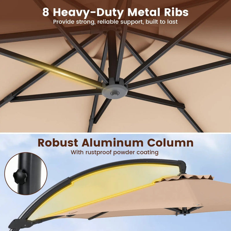 11 FT Cantilever Patio Umbrella with Base and 360° Rotation by DirectDeals