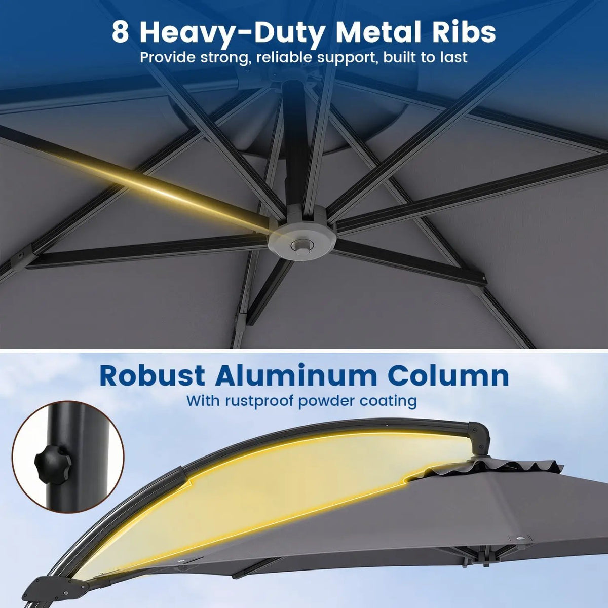 11 FT Cantilever Patio Umbrella with Base and 360° Rotation, photo 24 of 32