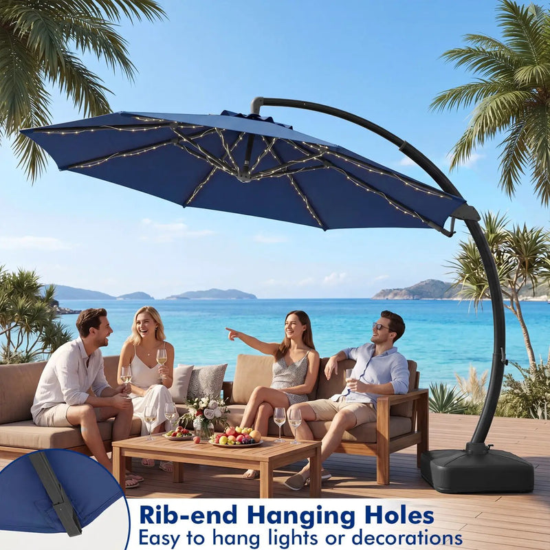11 FT Cantilever Patio Umbrella with Base and 360° Rotation by DirectDeals