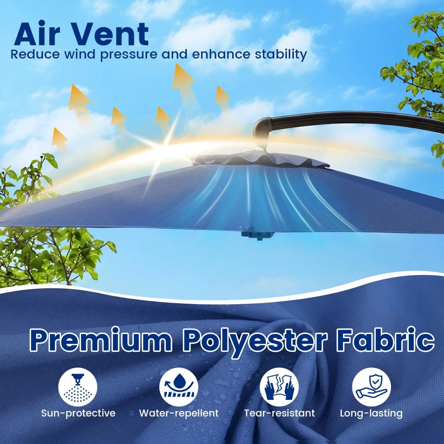 11 FT Cantilever Patio Umbrella with Base and 360° Rotation by DirectDeals