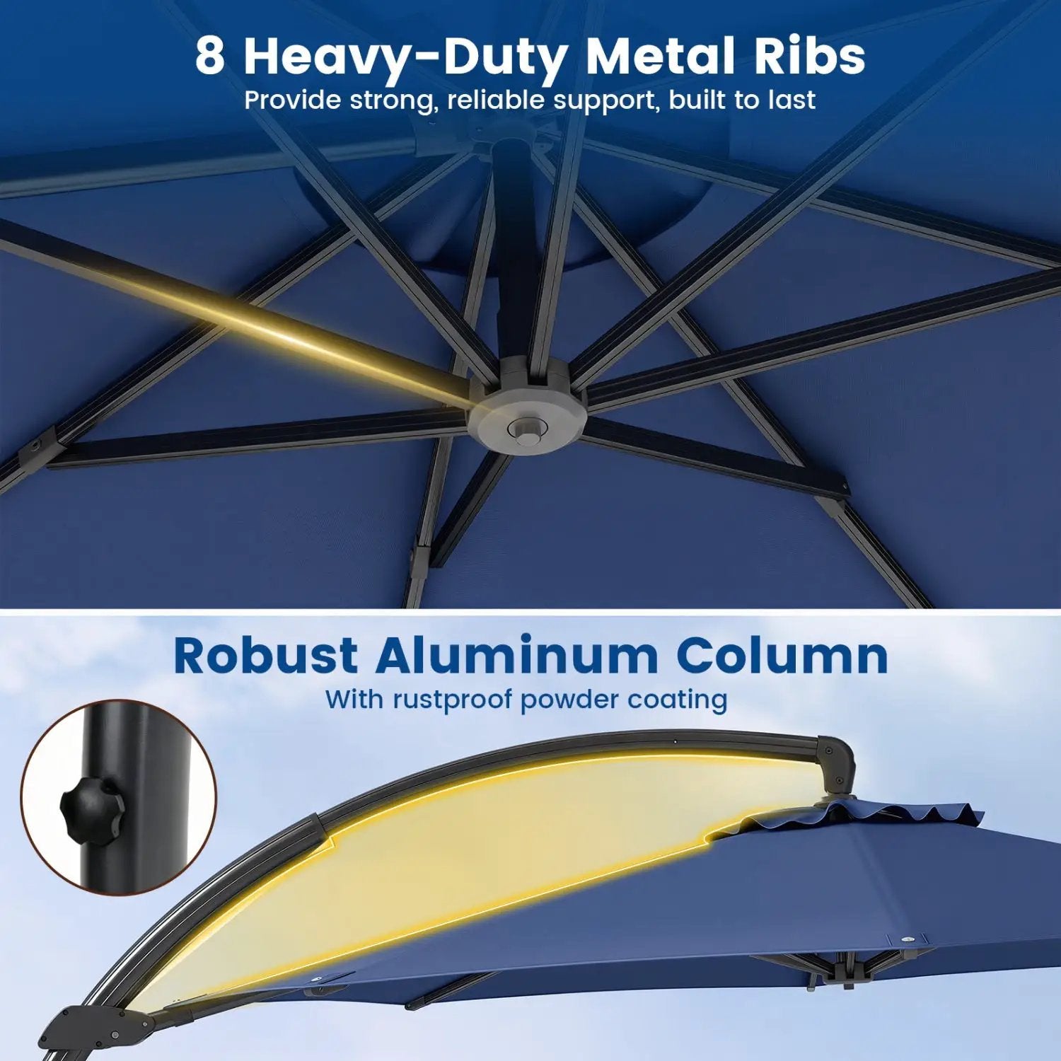 11 FT Cantilever Patio Umbrella with Base and 360° Rotation by DirectDeals