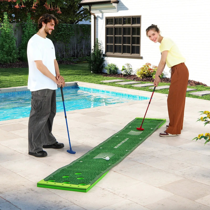 11 FT Putting Green Mat with 2 Adjustable Putters and 6 Balls by DirectDeals