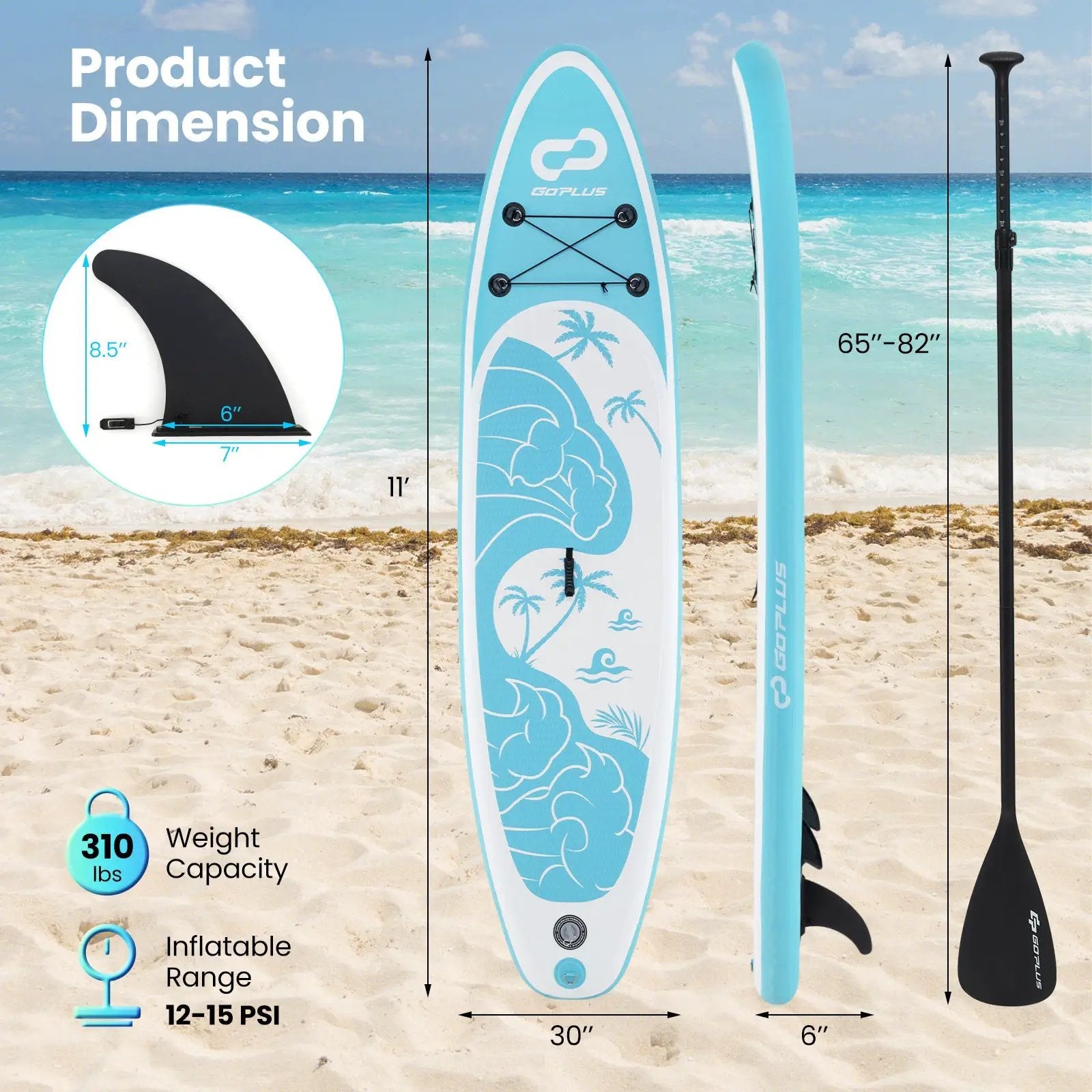10/11 Feet Inflatable Stand Up Paddle Board with Premium SUP Accessories by DirectDeals