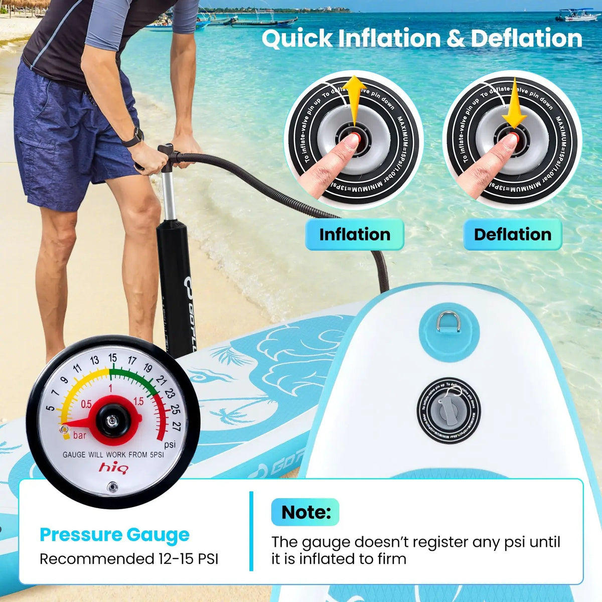 10/11 Feet Inflatable Stand Up Paddle Board with Premium SUP Accessories, photo 6 of 9